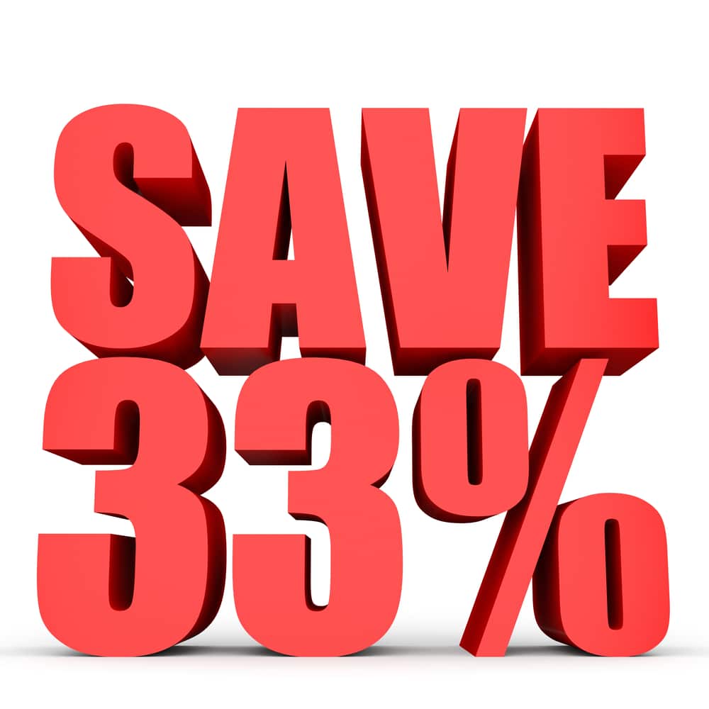 Discount,33,Percent,Off.,3d,Illustration,On,White,Background.